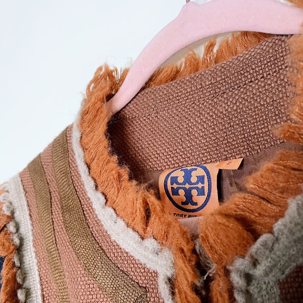 tory burch quincy fringe spanish style jacket - size 2