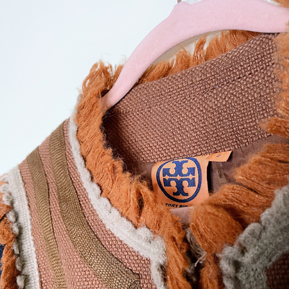 tory burch quincy fringe spanish style jacket - size 2
