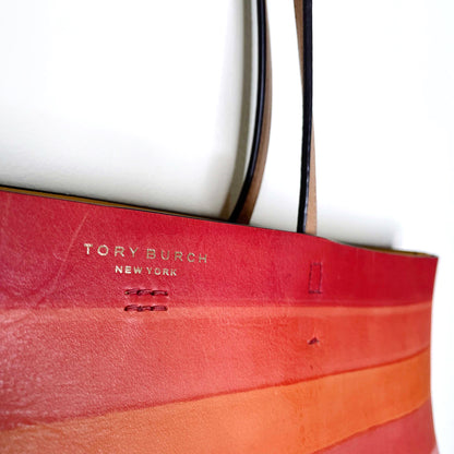 tory burch block t degrade colourful leather tote bag