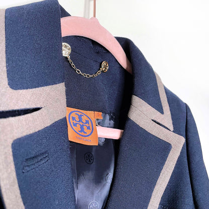 tory burch wool-blend nautical fitted blazer - size 4