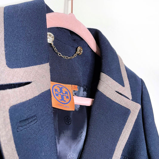 tory burch wool-blend nautical fitted blazer - size 4
