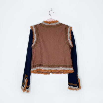 tory burch quincy fringe spanish style jacket - size 2