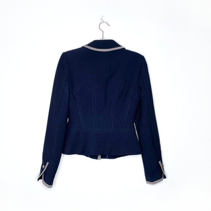 tory burch wool-blend nautical fitted blazer - size 4
