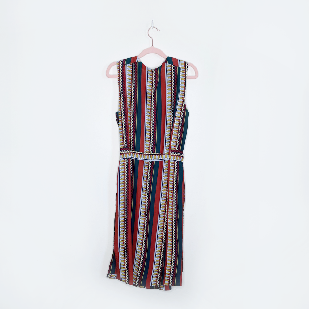 tory burch julia sleeveless southwestern stripe silk dress - size 8