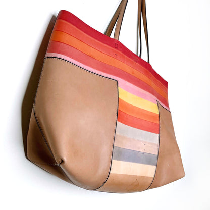 tory burch block t degrade colourful leather tote bag