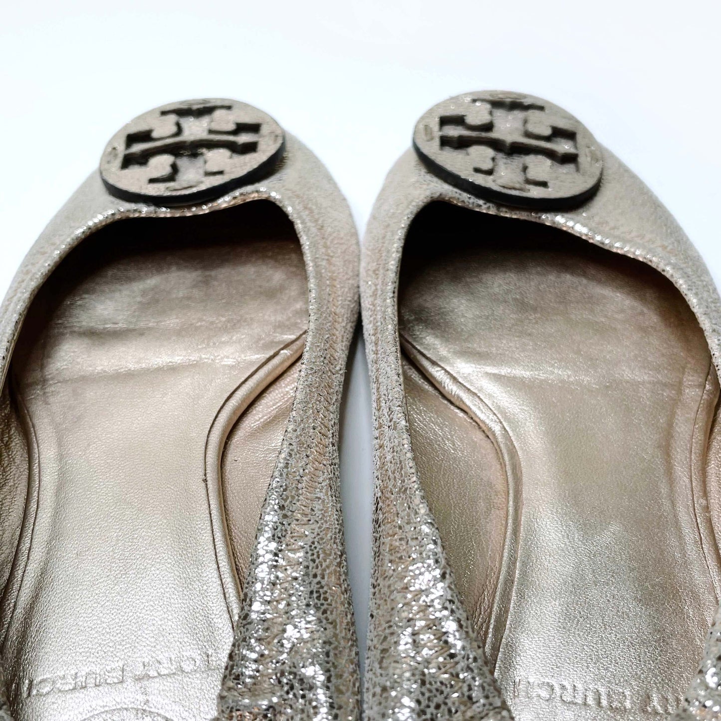 tory burch gold leather minnie ballet flats - size 6