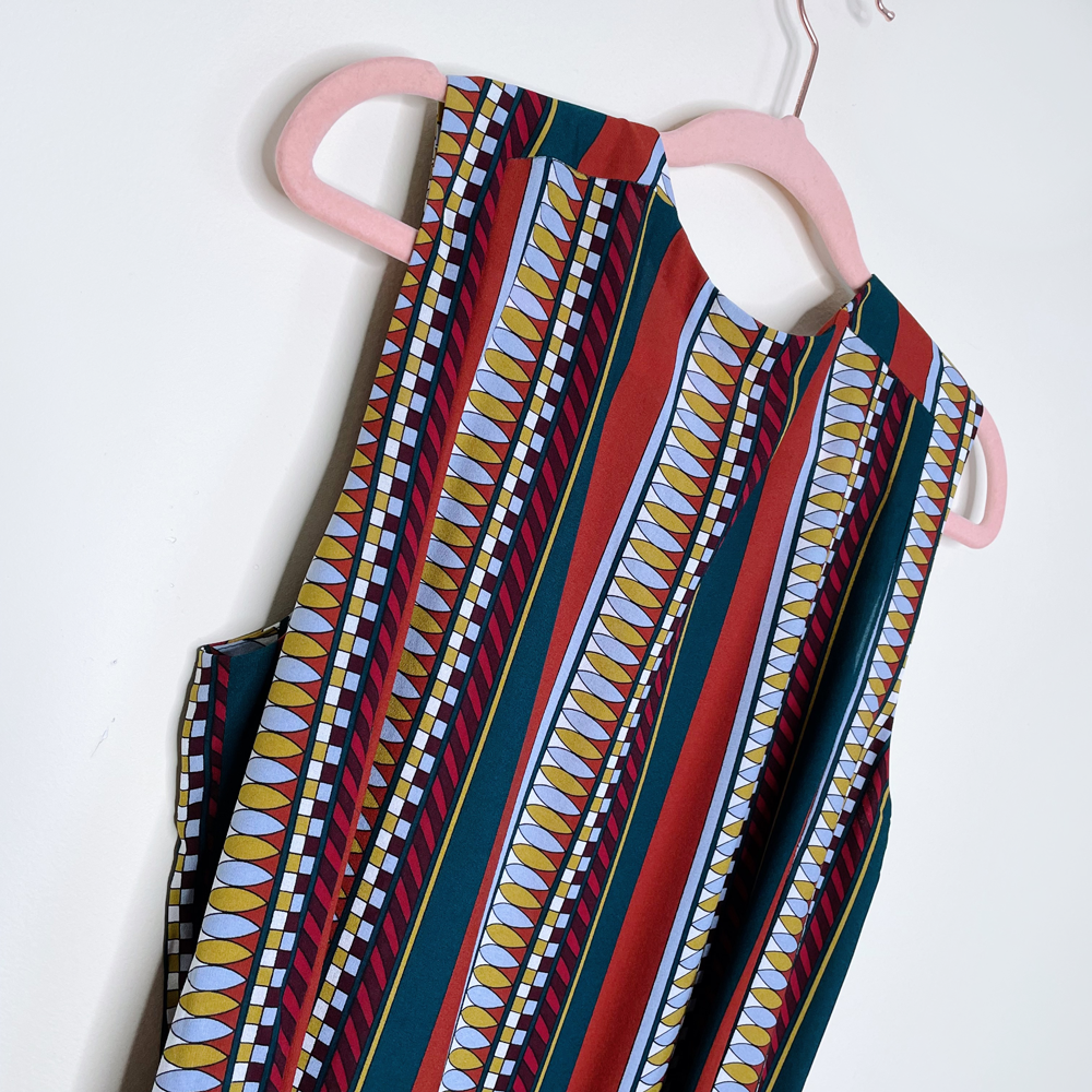 tory burch julia sleeveless southwestern stripe silk dress - size 8