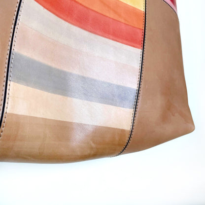 tory burch block t degrade colourful leather tote bag