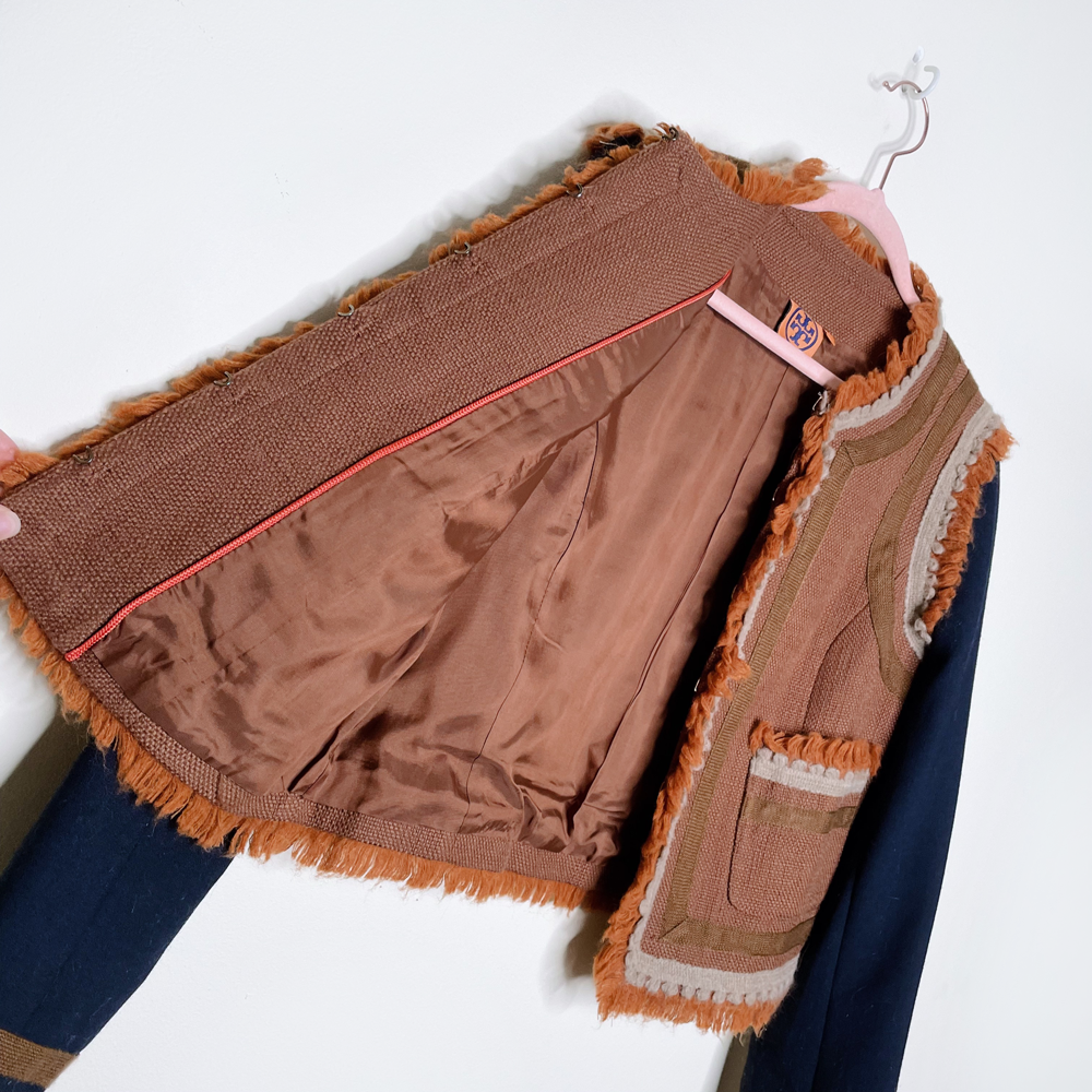 tory burch quincy fringe spanish style jacket - size 2