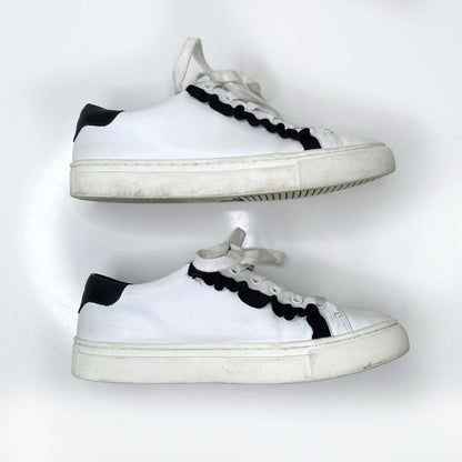 tory burch white leather ruffle sneakers - size 6