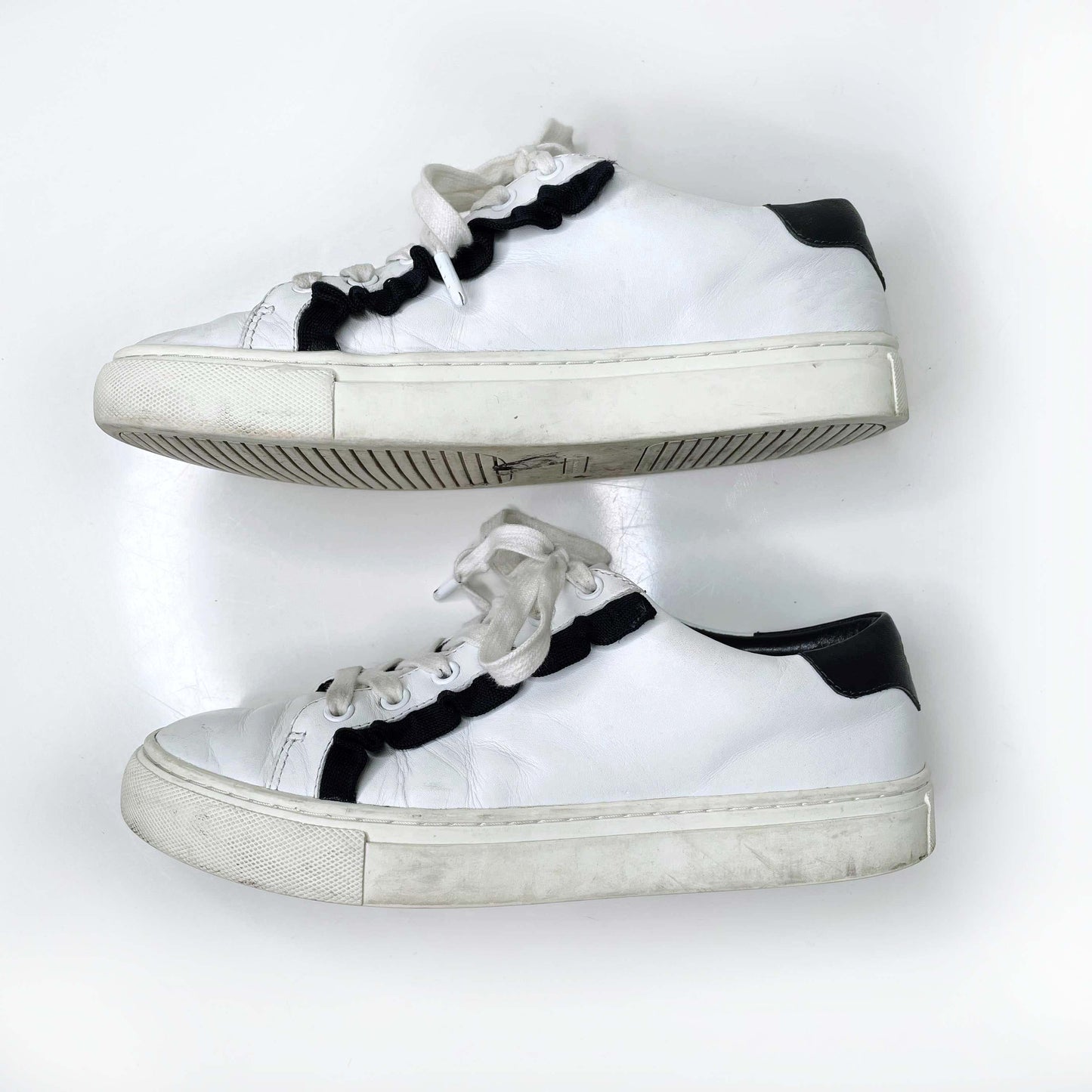tory burch white leather ruffle sneakers - size 6