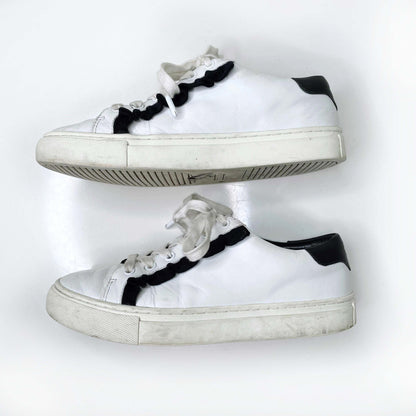 tory burch white leather ruffle sneakers - size 6