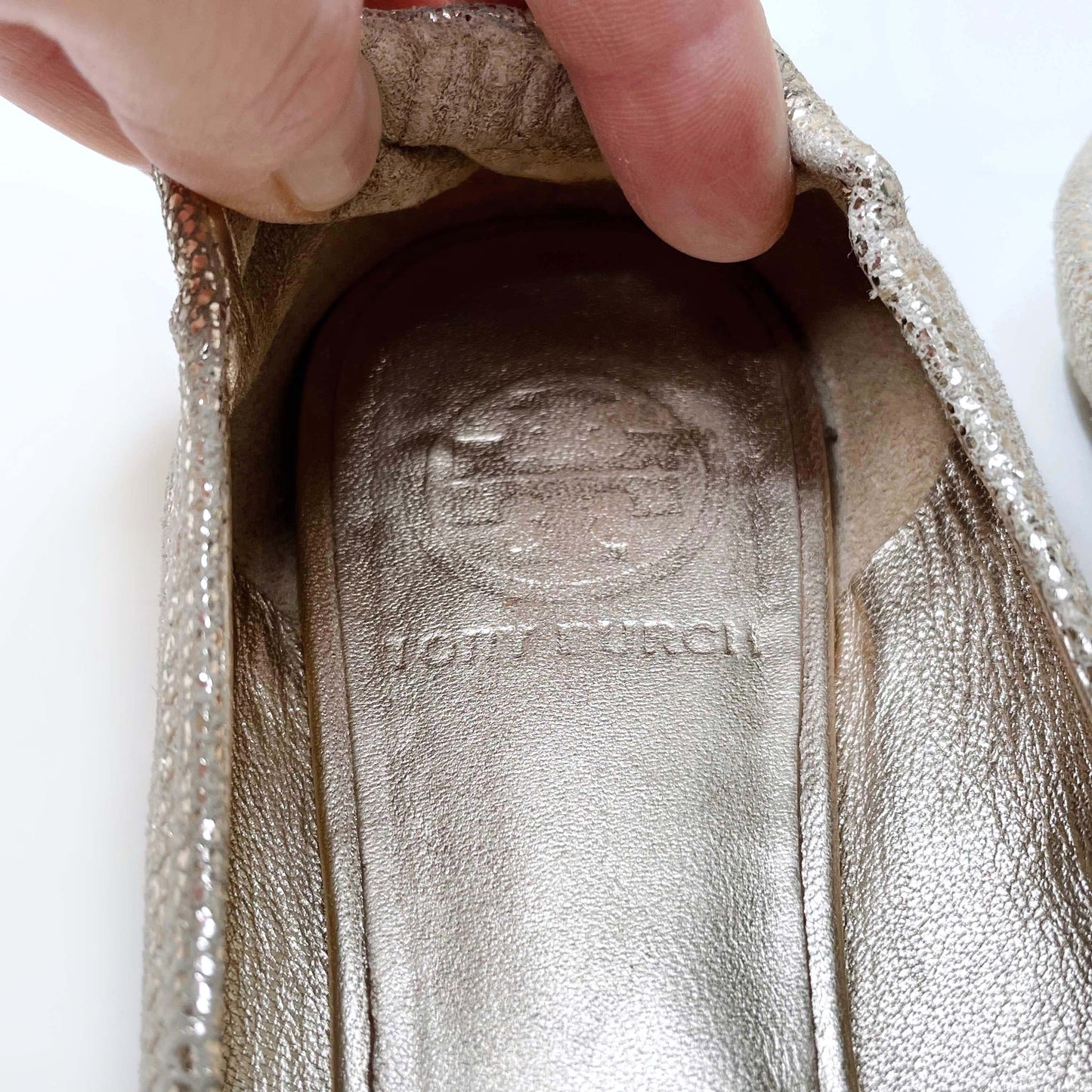 tory burch gold leather minnie ballet flats - size 6