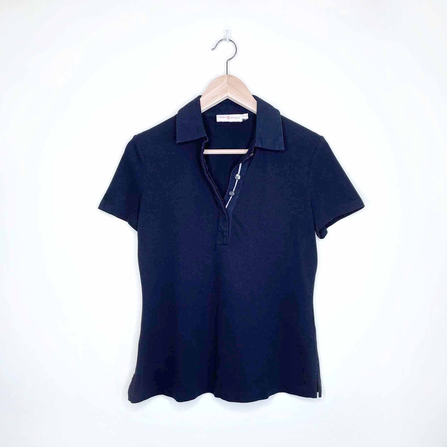 tory burch navy pique polo tee - size xs
