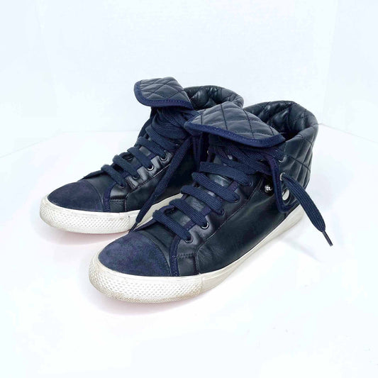 tory burch high top fold over leather sneakers - size 10