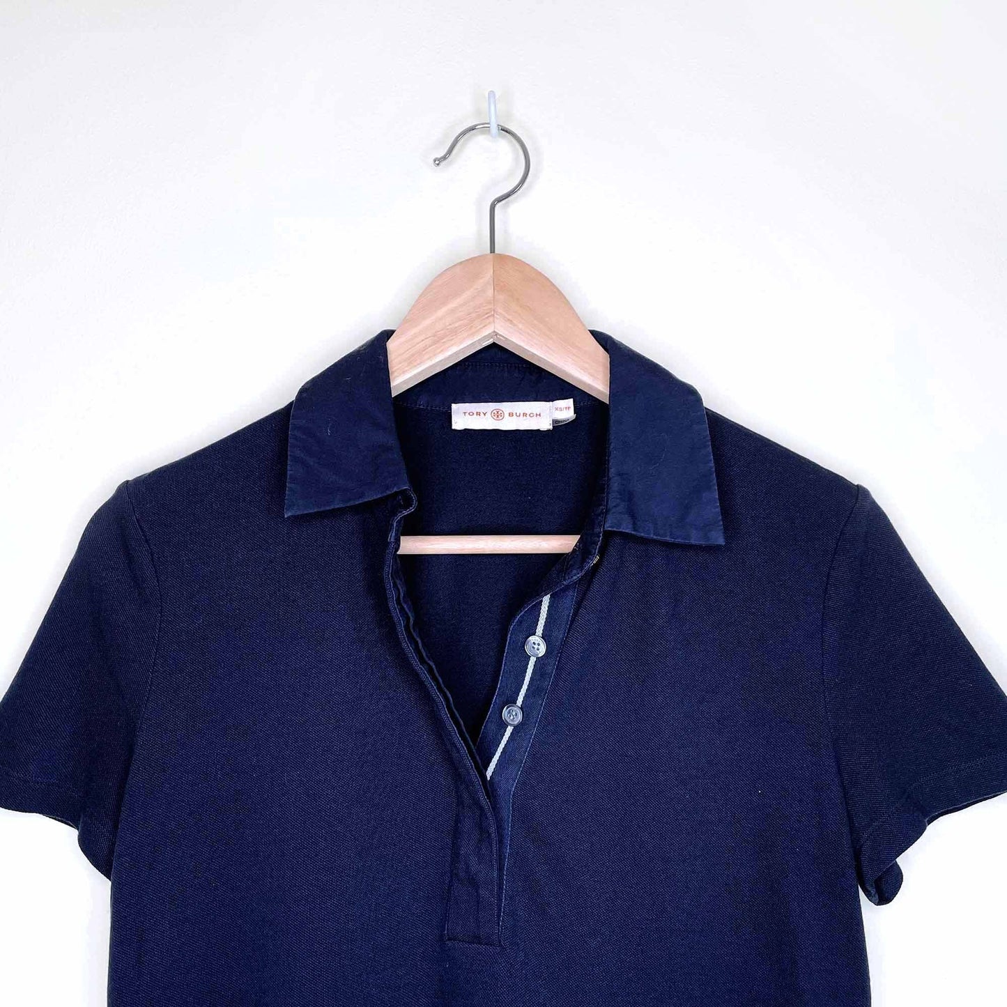 tory burch navy pique polo tee - size xs