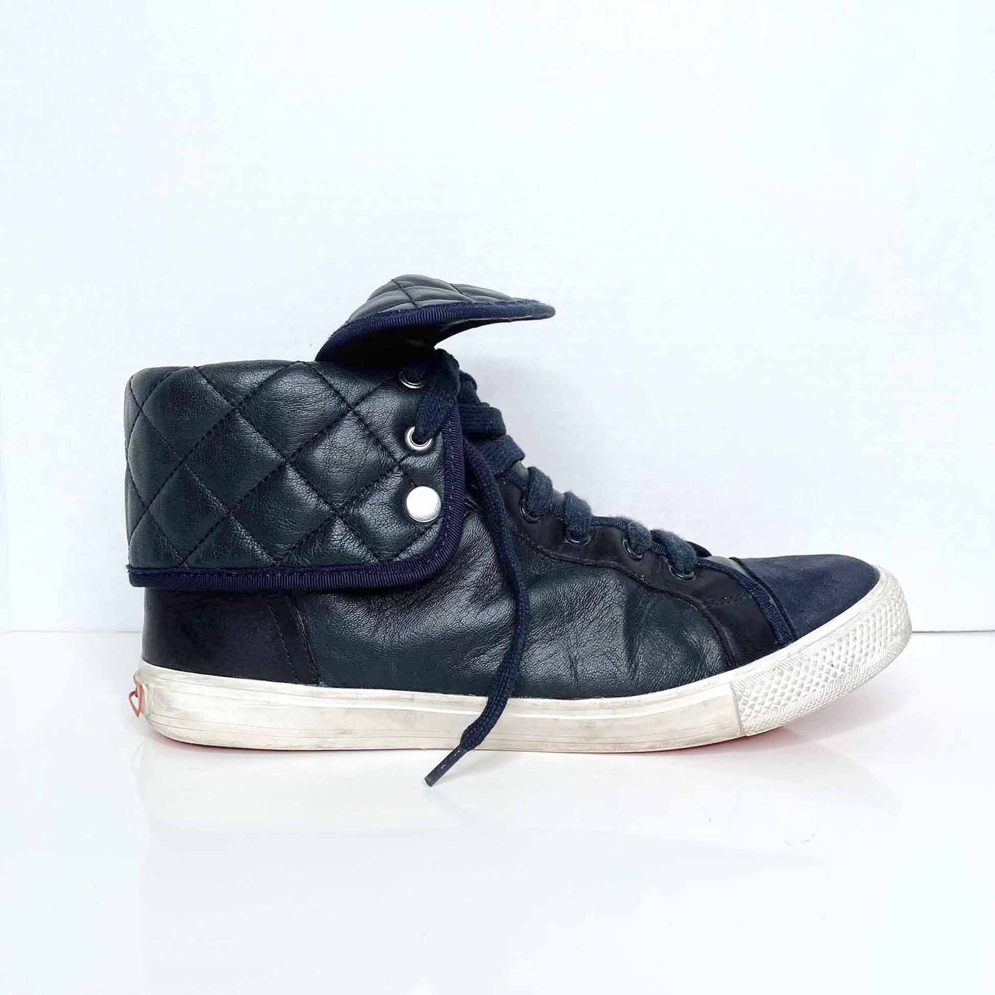 tory burch high top fold over leather sneakers - size 10