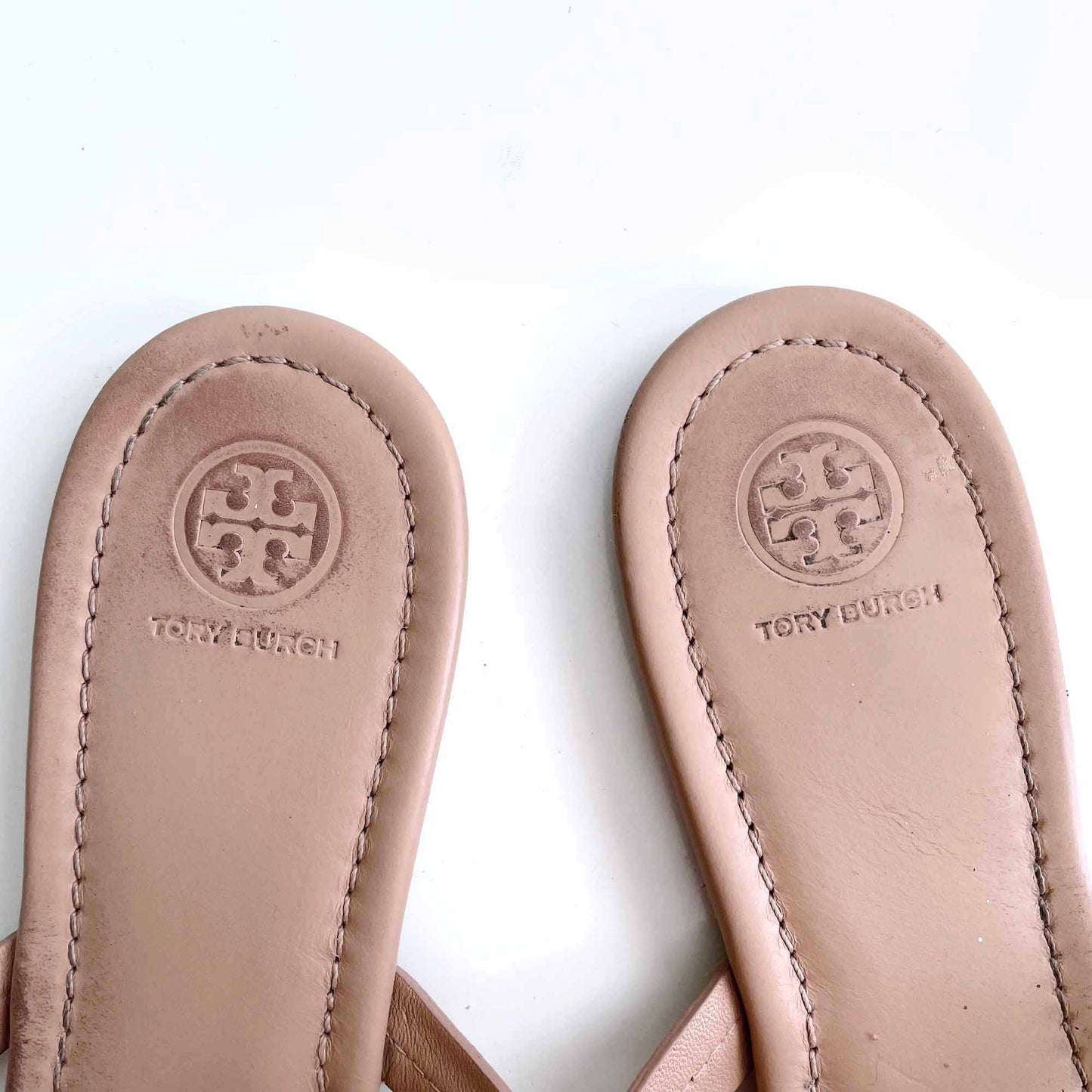 tory burch miller logo leather thong sandal - size 10