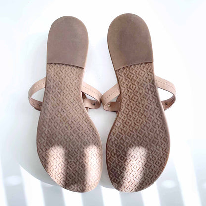 tory burch miller logo leather thong sandal - size 10