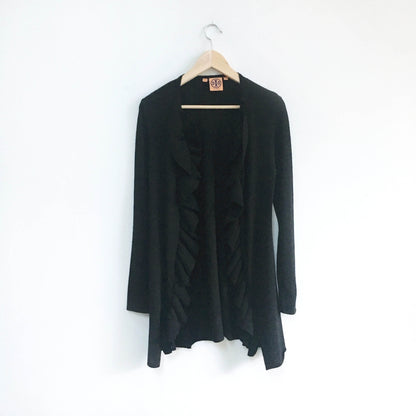 Tory Burch Ruffle front Wool Cardigan - size xs