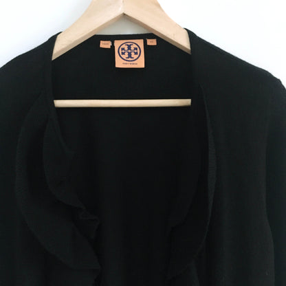 Tory Burch Ruffle front Wool Cardigan - size xs