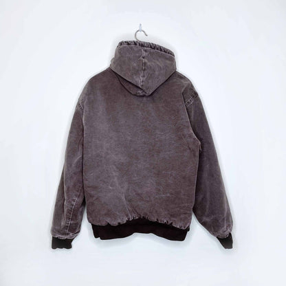 tough duck insulated hooded bomber jacket - size large