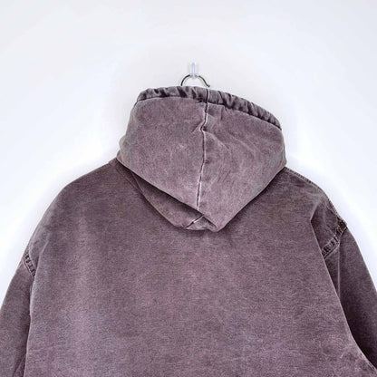 tough duck insulated hooded bomber jacket - size large