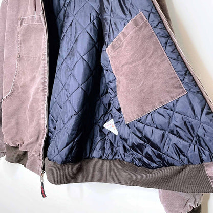 tough duck insulated hooded bomber jacket - size large