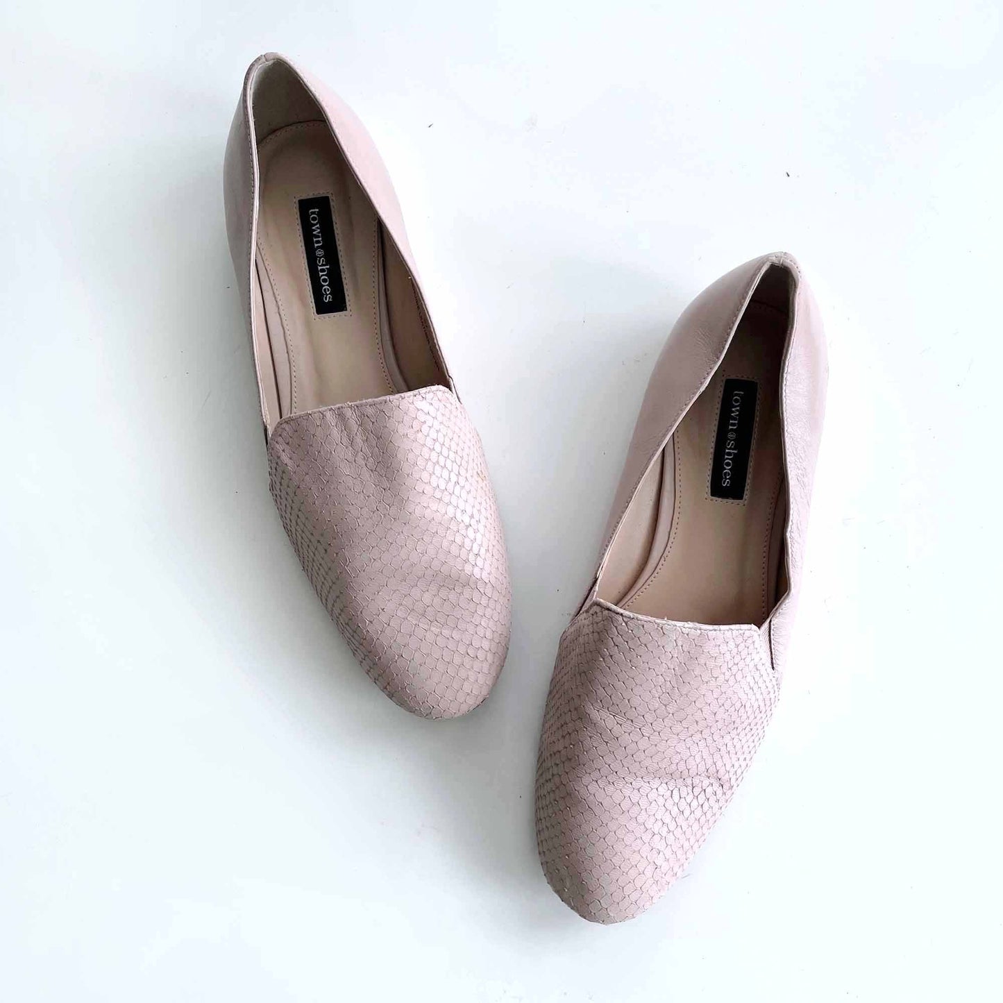 town shoes pink snakeskin leather loafers - size 37