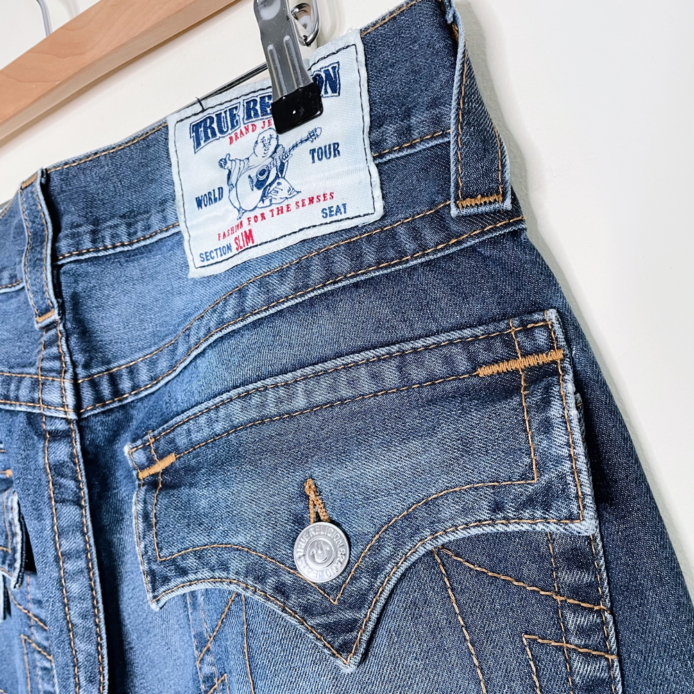 men's true religion slim flap pocket jeans - size 31x34