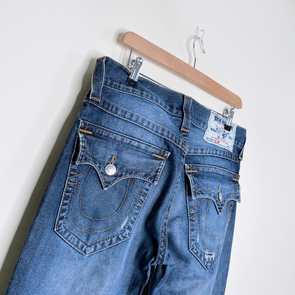 men's true religion slim flap pocket jeans - size 31x34