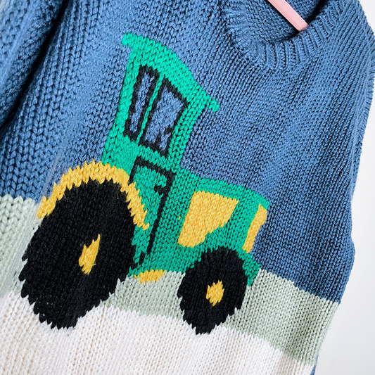 vintage handmade green john deere tractor sweater - size sm/med