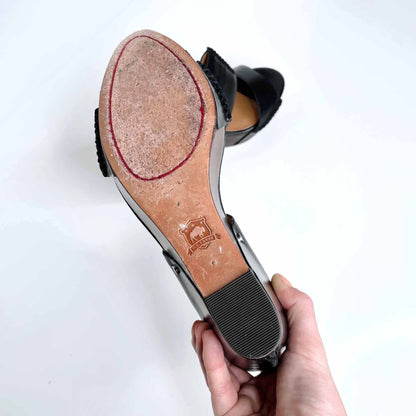 anthropologie trask riki mule leather wedge sandals - size 9