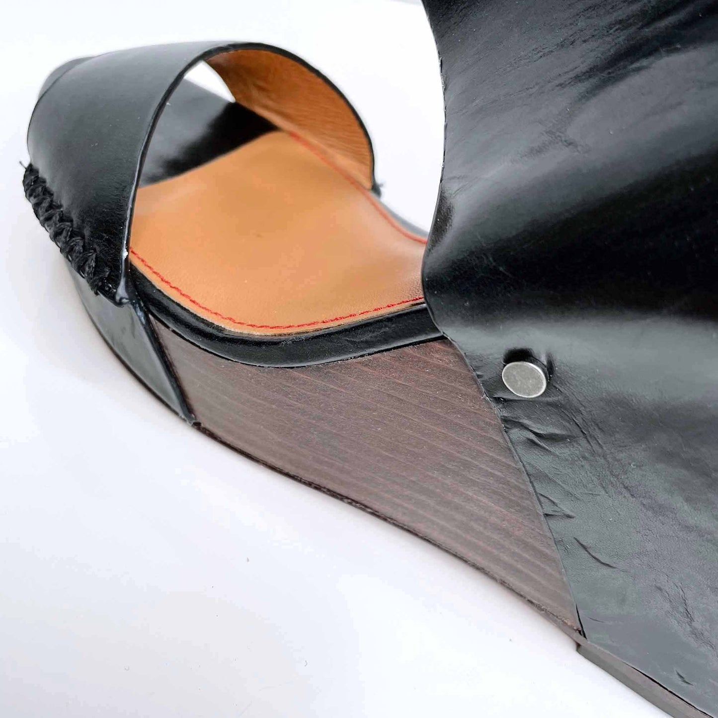 anthropologie trask riki mule leather wedge sandals - size 9