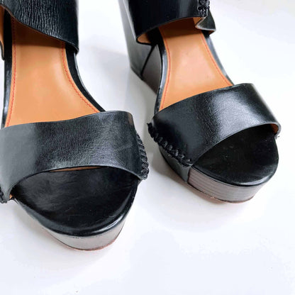 anthropologie trask riki mule leather wedge sandals - size 9