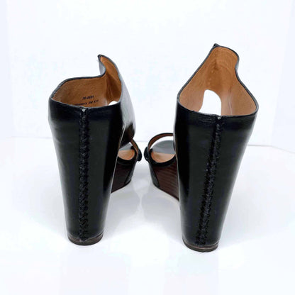 anthropologie trask riki mule leather wedge sandals - size 9