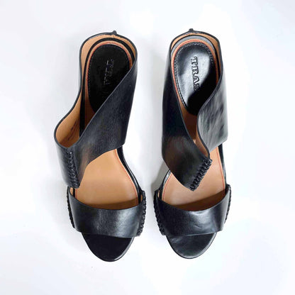 anthropologie trask riki mule leather wedge sandals - size 9