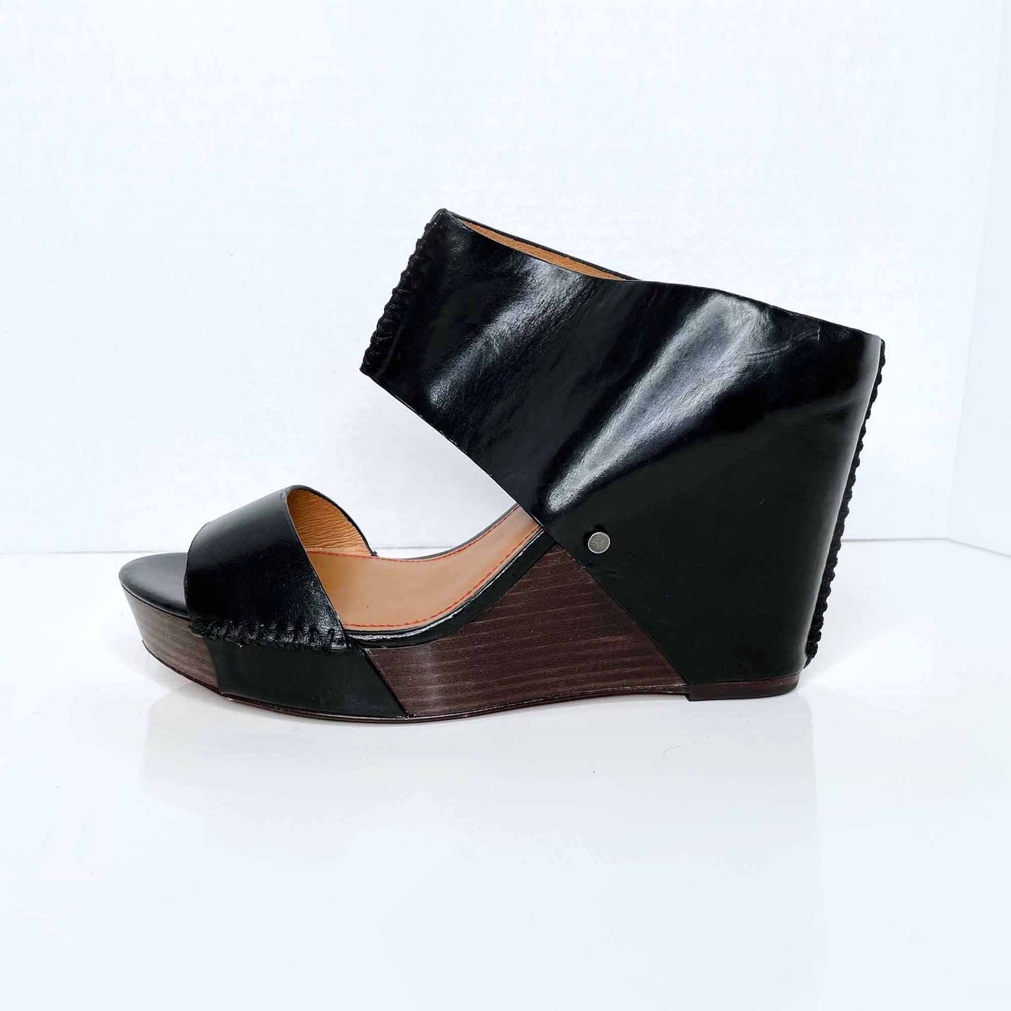 anthropologie trask riki mule leather wedge sandals - size 9