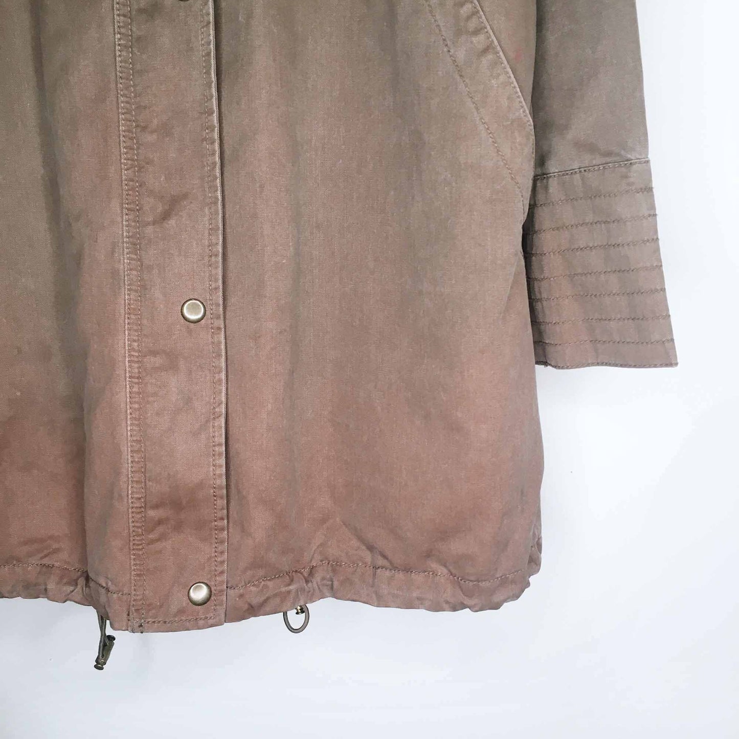 Trouvé twill parka with leopard faux fur removable lining - size Medium
