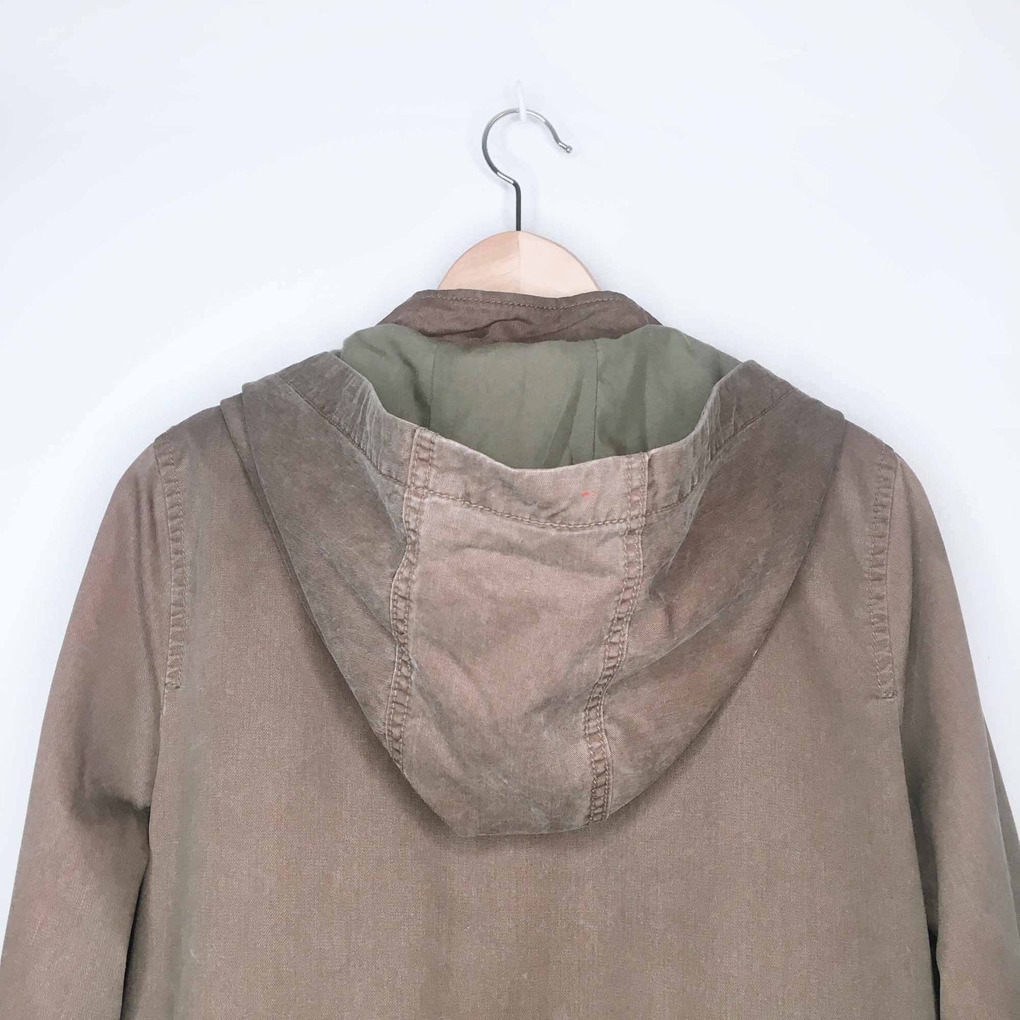 Trouvé twill parka with leopard faux fur removable lining - size Medium