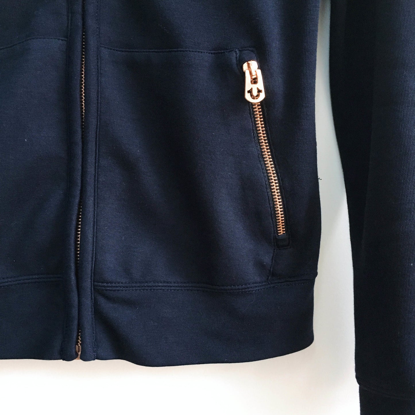 True Religion Zip Hoodie with Rose Gold - size xs