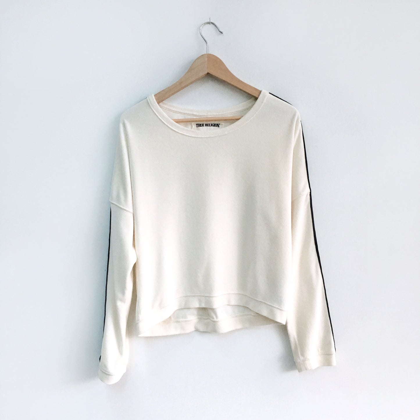 True Religion Velour Stripe Crew - size Medium