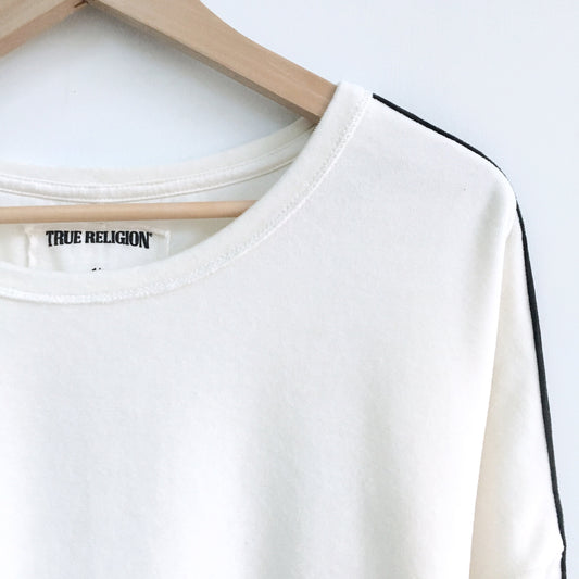 True Religion Velour Stripe Crew - size Medium