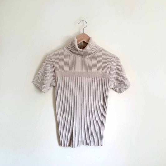 vintage erik stewart short sleeve ribbed cotton knit turtleneck - size small