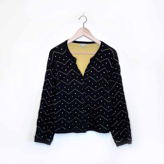 united colours of benetton vintage quilted sweatshirt cardigan - size medium