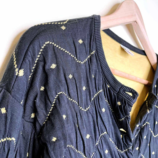 united colours of benetton vintage quilted sweatshirt cardigan - size medium