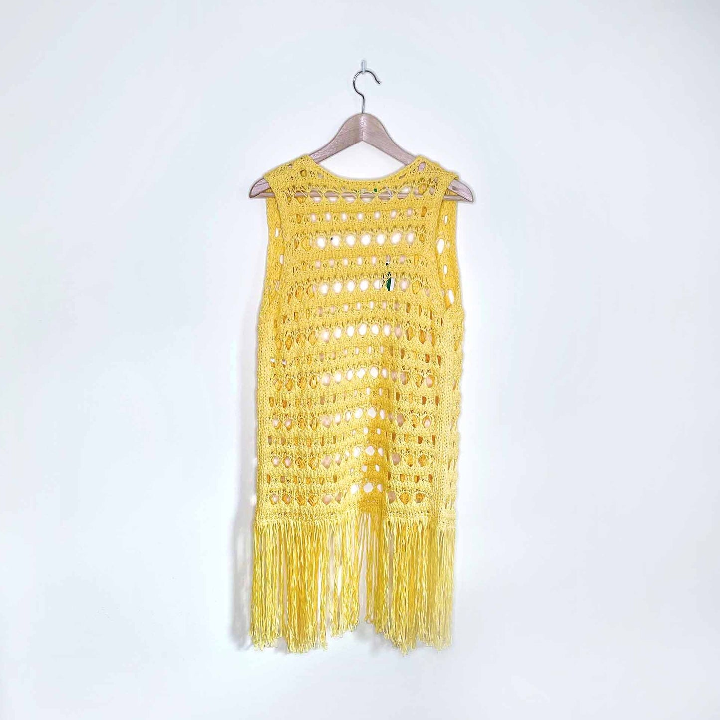nwt united colors of benetton ben batik crochet fringe vest - size medium