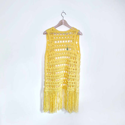 nwt united colors of benetton ben batik crochet fringe vest - size medium