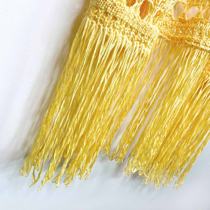 nwt united colors of benetton ben batik crochet fringe vest - size medium