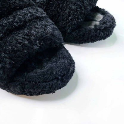 ugg black fluff yeah sheepskin slide slippers - size 8.5